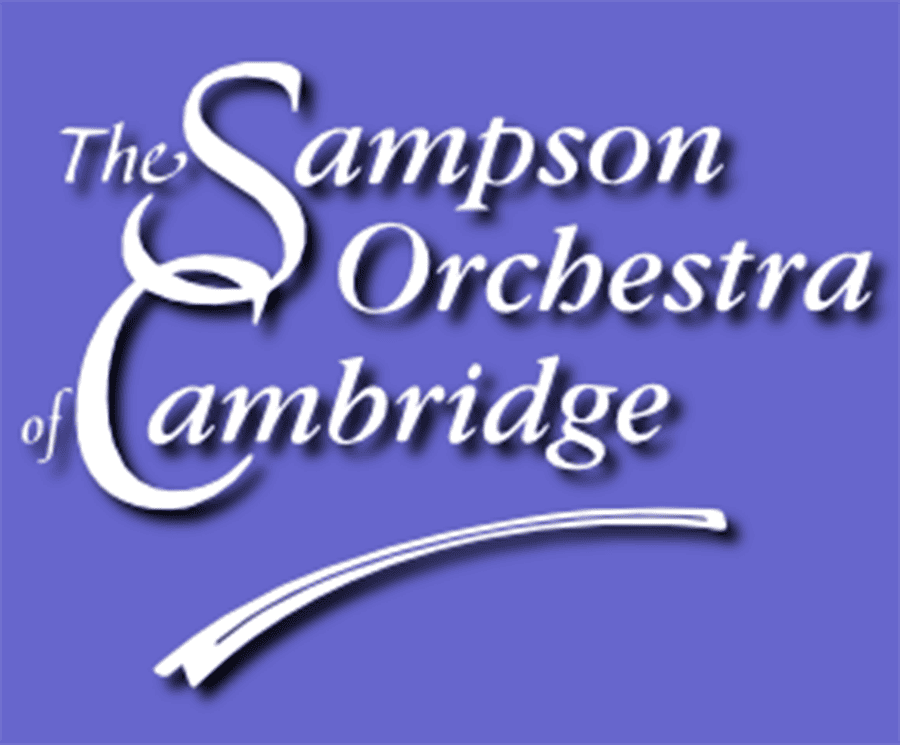 Sampson Orchestra of Cambridge logo in purple with elegant white text.